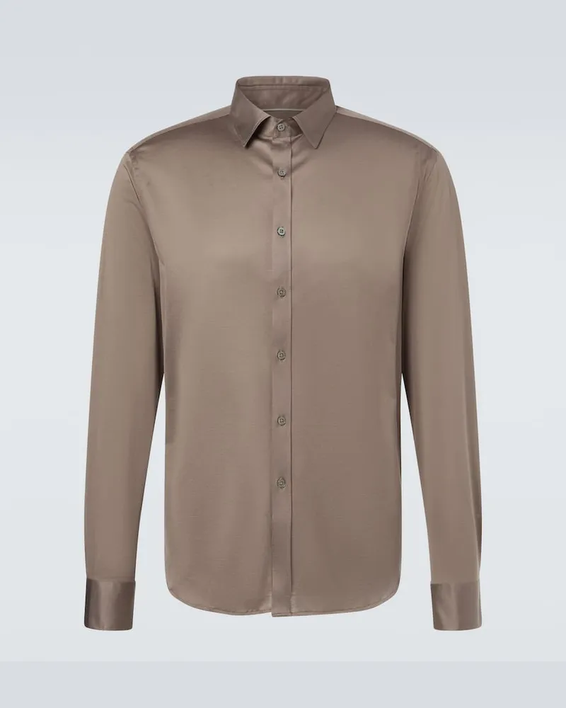 Canali Hemd aus Baumwolle Braun