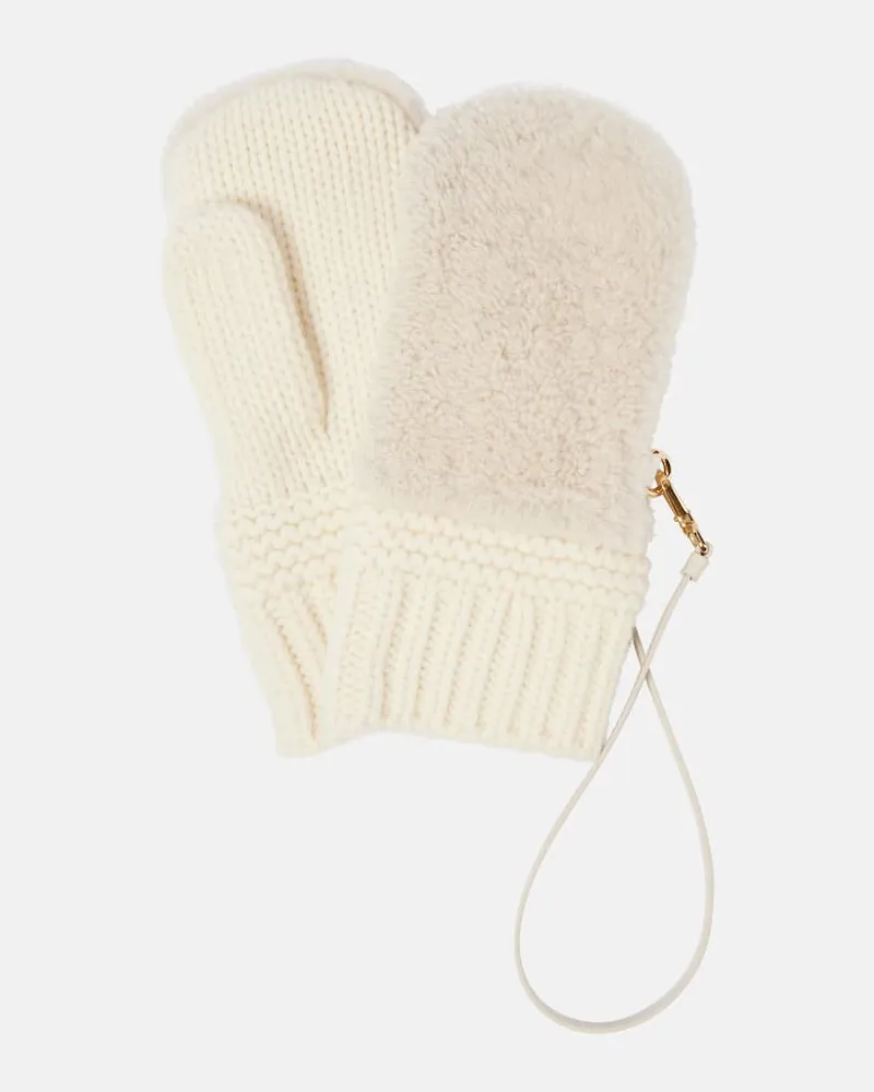 Miu Miu Handschuhe aus Shearling Weiß