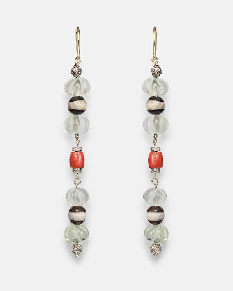 Ileana Makri Ohrringe aus 9kt Gelbgold (375/1000) mit Sterlingsilber und Edelsteinen Gold