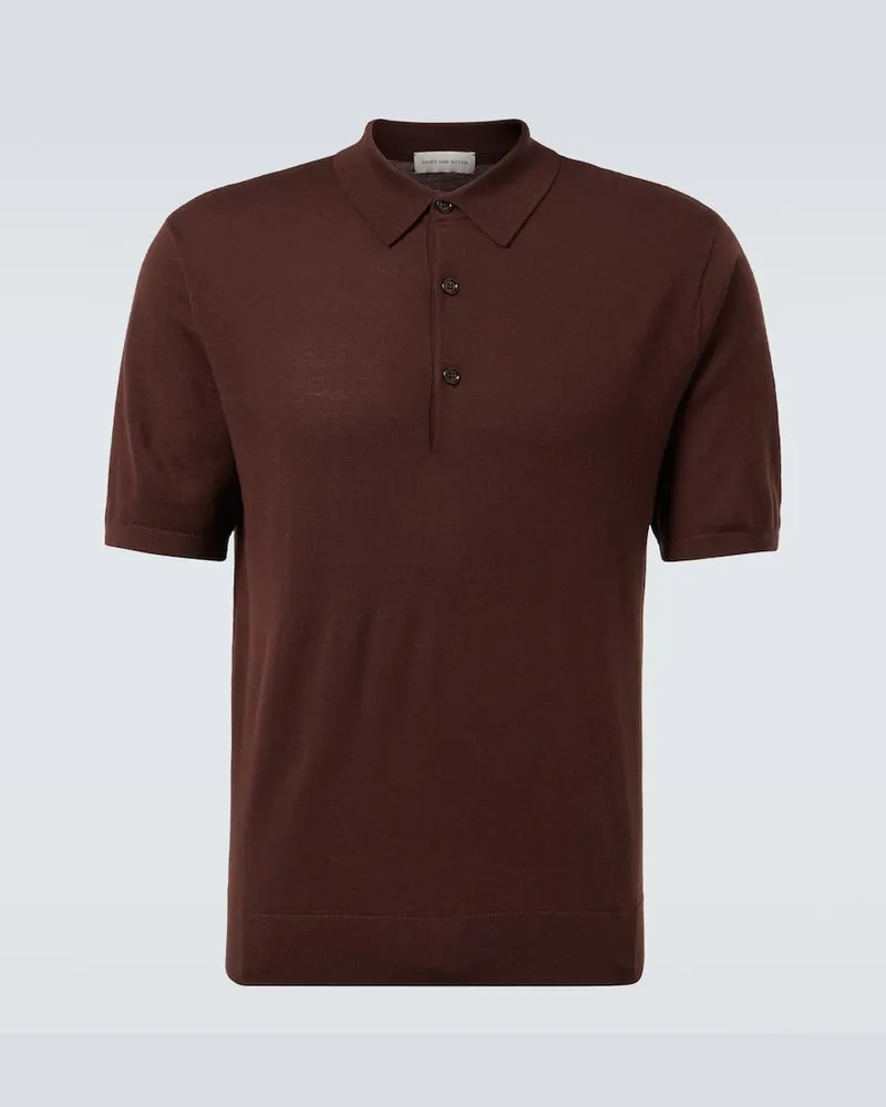 Dries van Noten Polohemd aus Wolle Braun