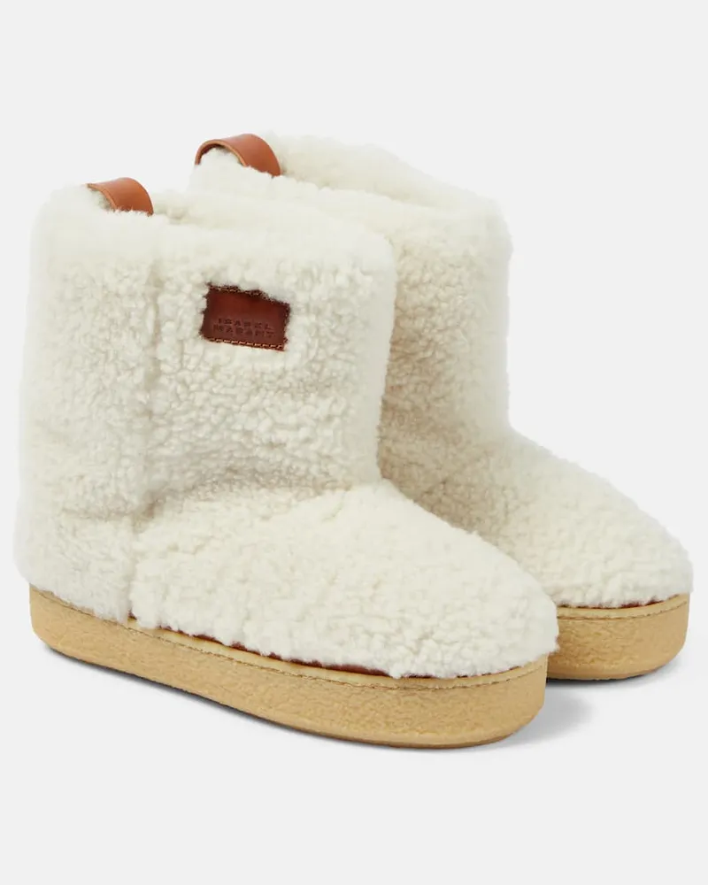 Isabel Marant Ankle Boots Frieze aus Shearling Weiß