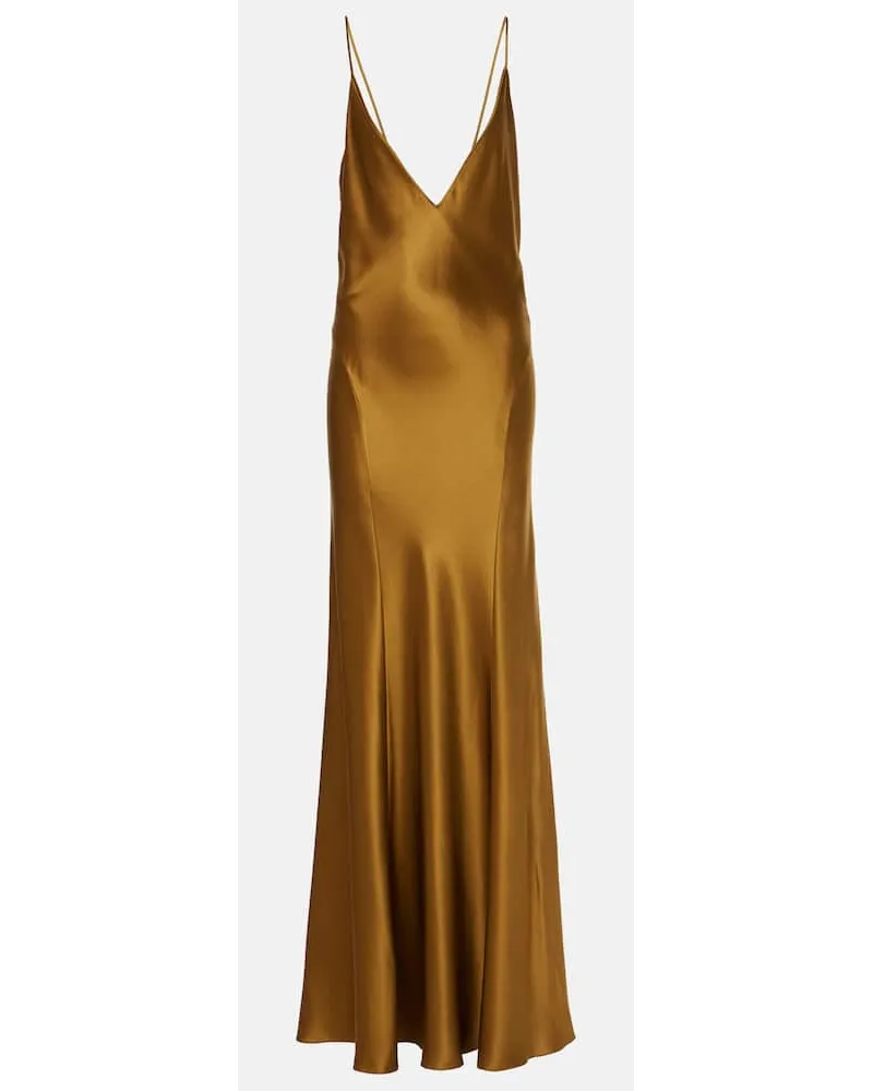 Saint Laurent Slipdress aus Seidensatin Braun