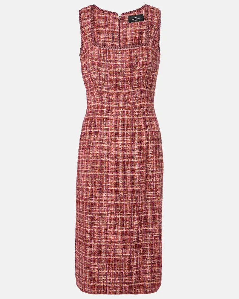 Etro Midikleid aus Tweed Burgund