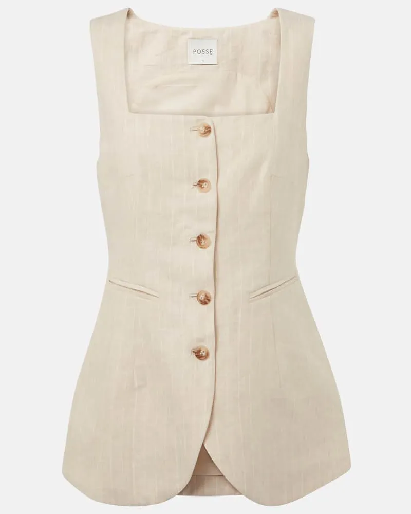 Posse Weste Lucille aus Leinen Beige