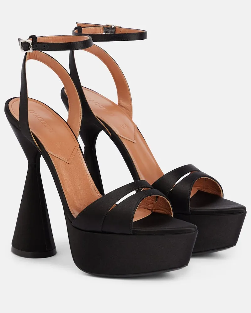 D’Accori Plateausandalen Skye aus Satin Schwarz