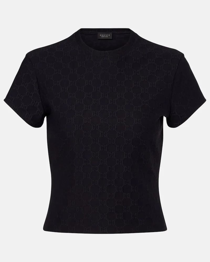 Gucci T-Shirt GG aus Jacquard Schwarz