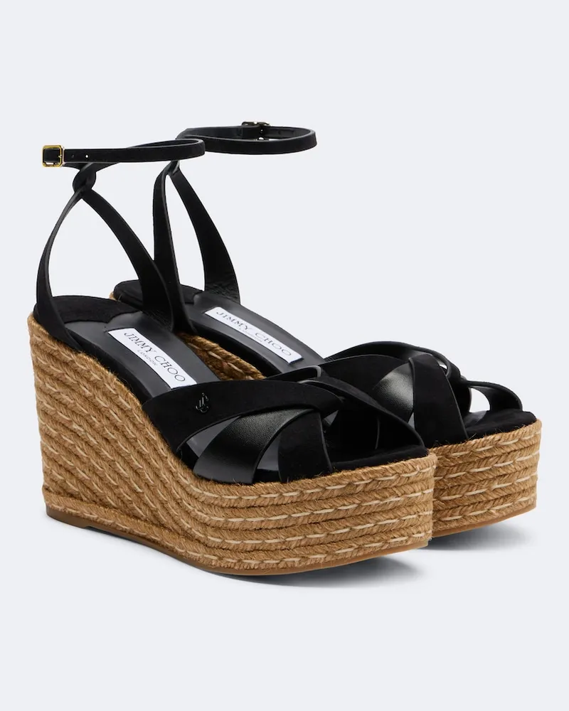 Jimmy Choo Keilsandalen Korra aus Veloursleder Schwarz