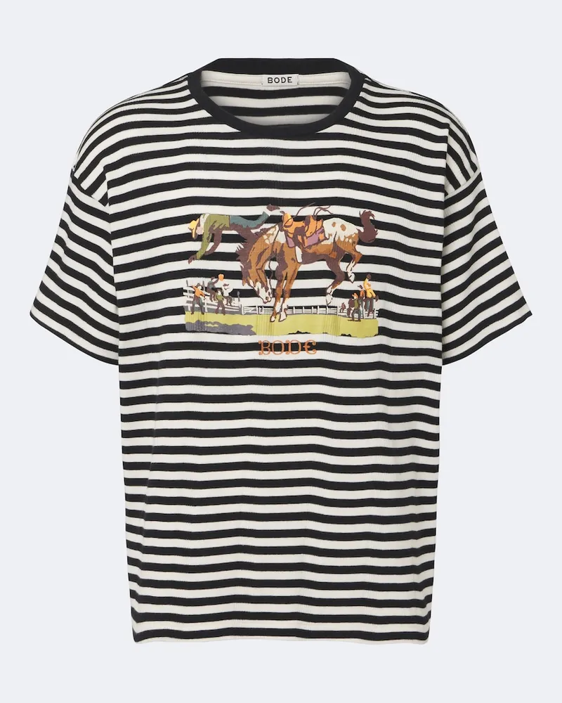 BODE T-Shirt Rodeo aus Baumwoll-Jersey Schwarz