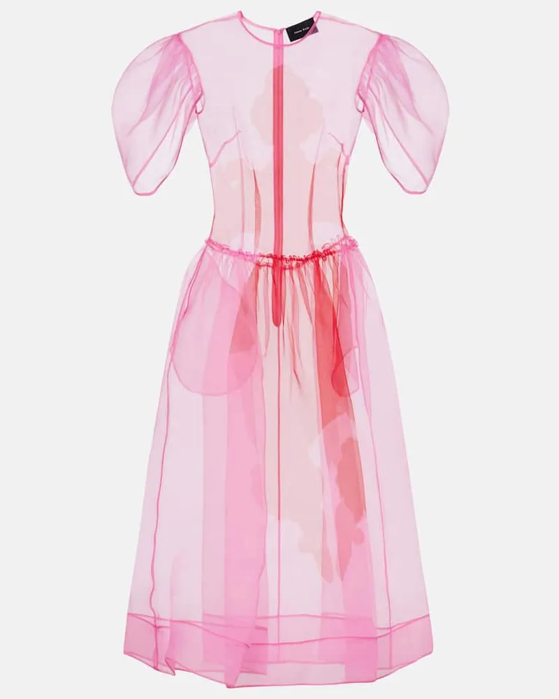 Simone Rocha Bedrucktes Midikleid aus Organza Pink