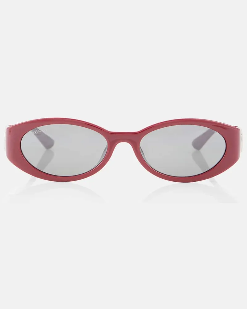 Gucci Ovale Sonnenbrille Hailey Burgunderrot