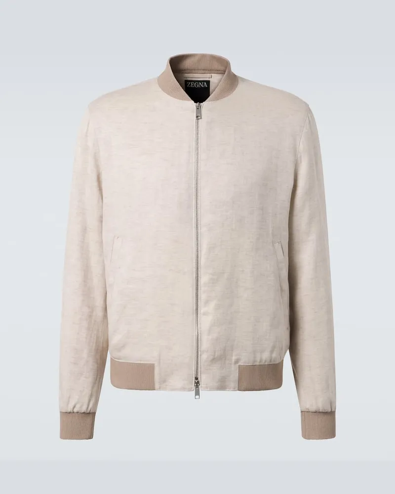 Ermenegildo Zegna Bomberjacke aus Leinen Beige