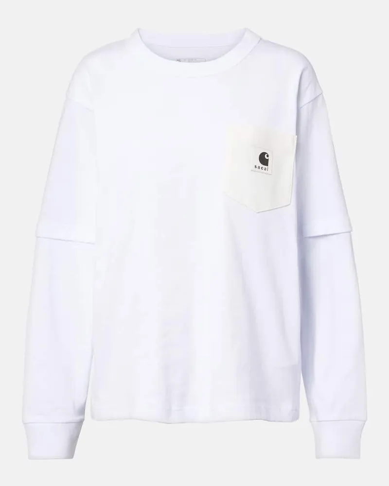 Sacai X Carhartt Sweatshirt aus Baumwoll-Jersey Weiß
