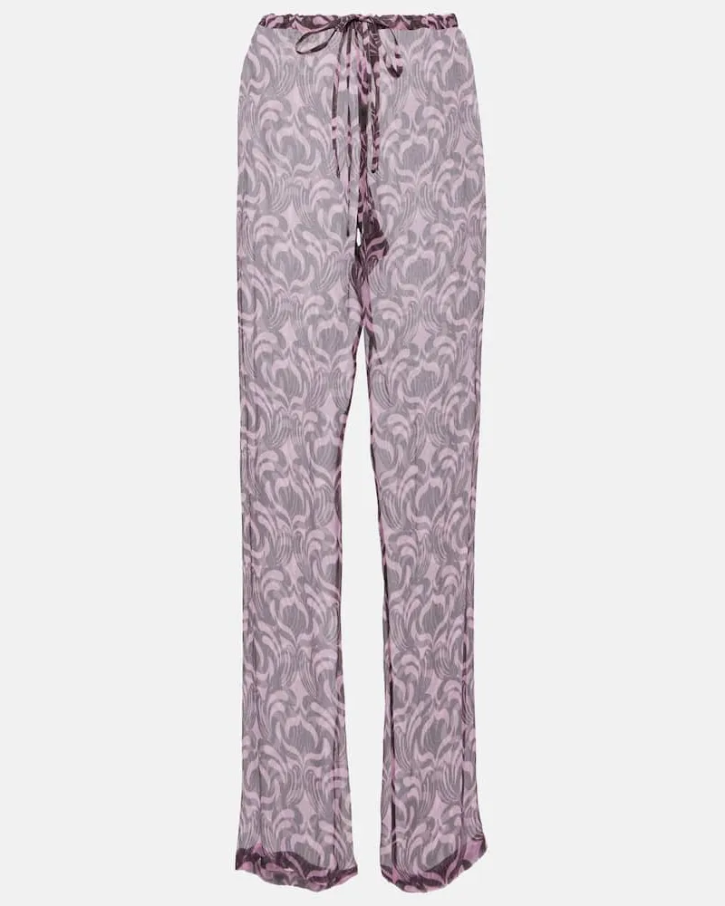 Dries van Noten Gerade Hose Pachas aus Seide Rosa