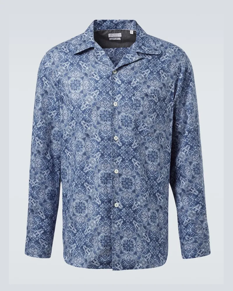 Brunello Cucinelli Hemd aus Baumwolle Blau