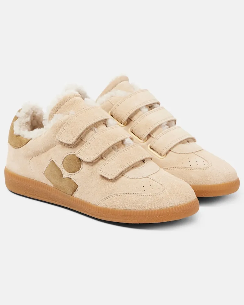Isabel Marant Sneakers Beth aus Veloursleder mit Shearling Braun