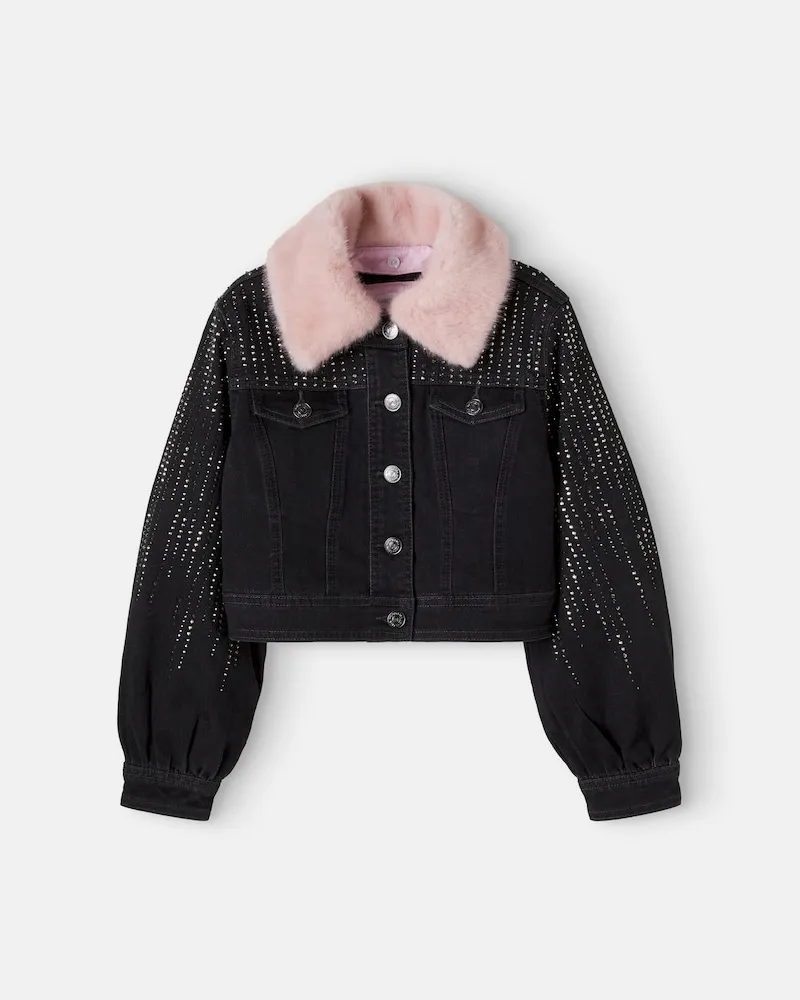 Monnalisa Verzierte Jeansjacke Schwarz