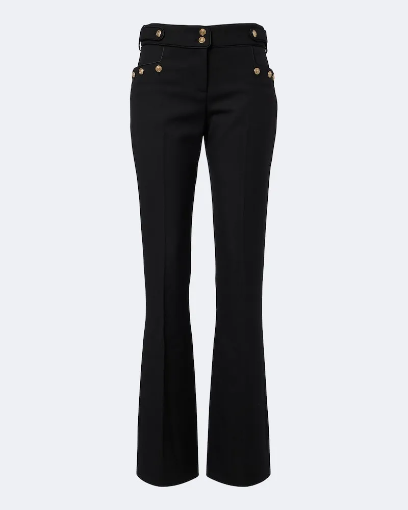 Balmain Gerade Hose aus Schurwoll-Gabardine Schwarz