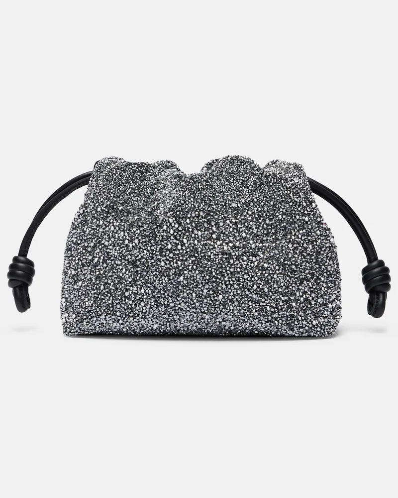 Loewe Verzierte Clutch Flamenco Mini Silber