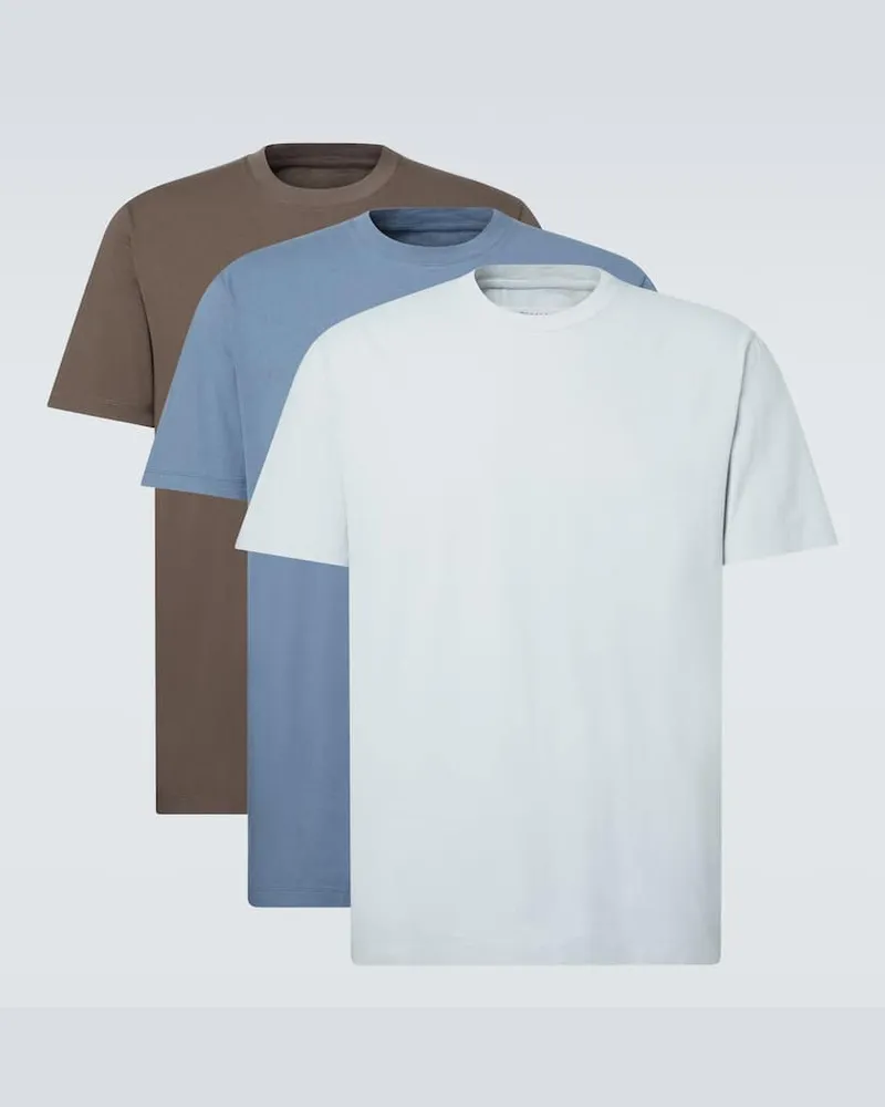 Maison Margiela Set aus 3 T-Shirts aus Baumwoll-Jersey Grau