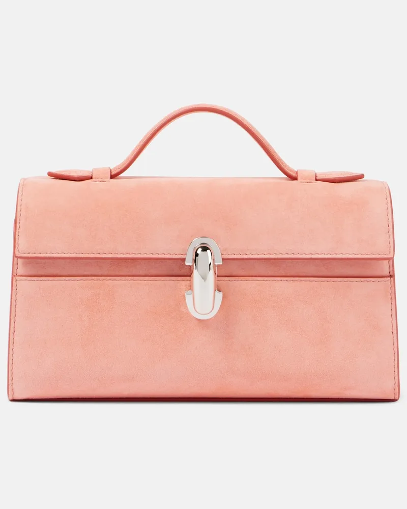 SAVETTE Tote Bag Symmetry aus Veloursleder Pink