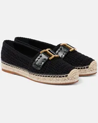 Chloé Chloe Espadrilles Marcie aus Haekelstrick mit Leder Schwarz