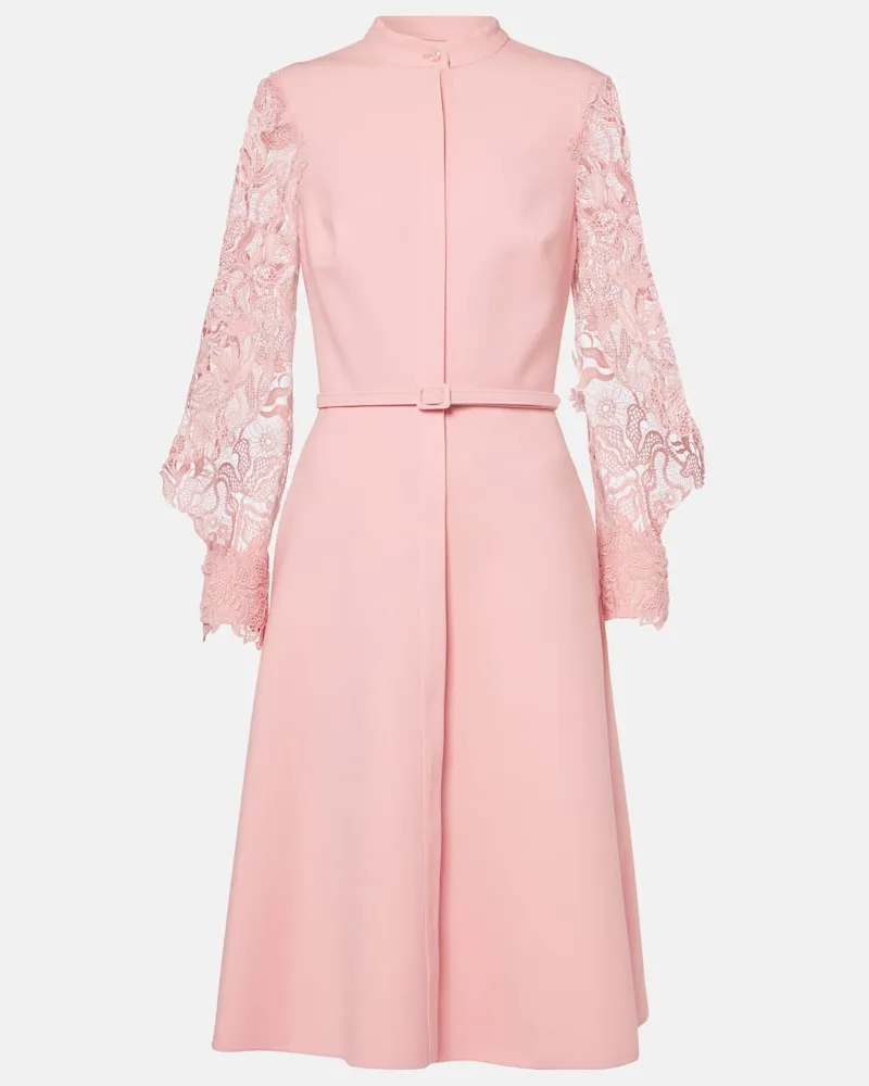 Oscar de la Renta Midikleid aus einem Wollgemisch Pink