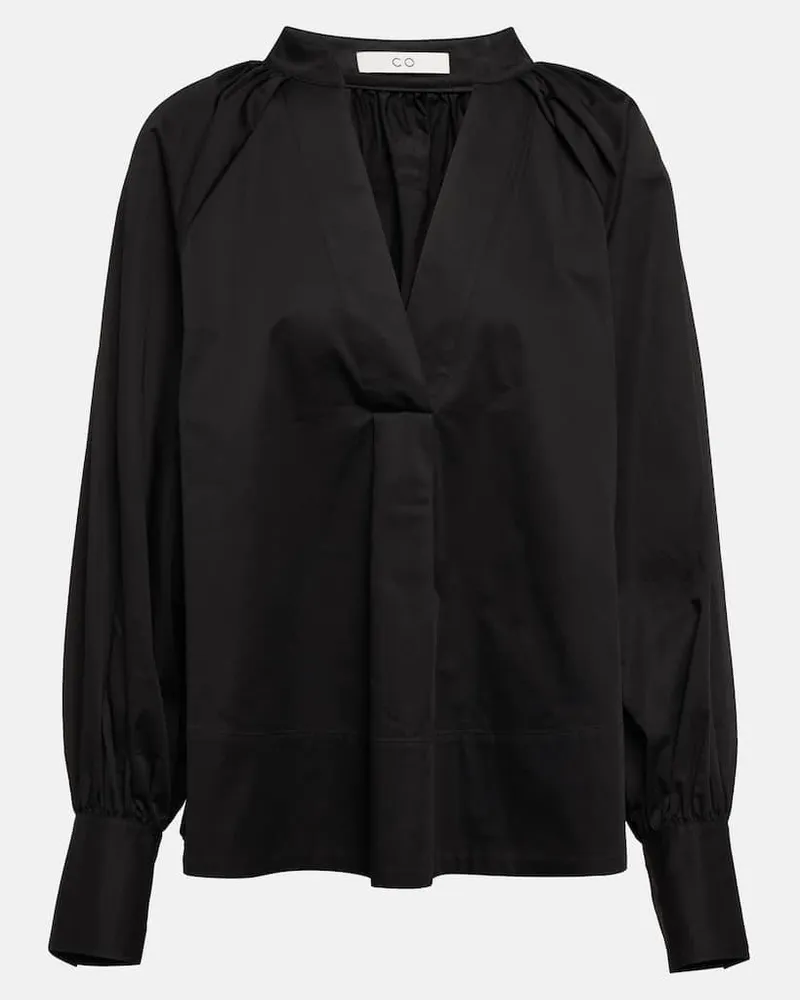 Co Oversize-Bluse aus Baumwolle Schwarz