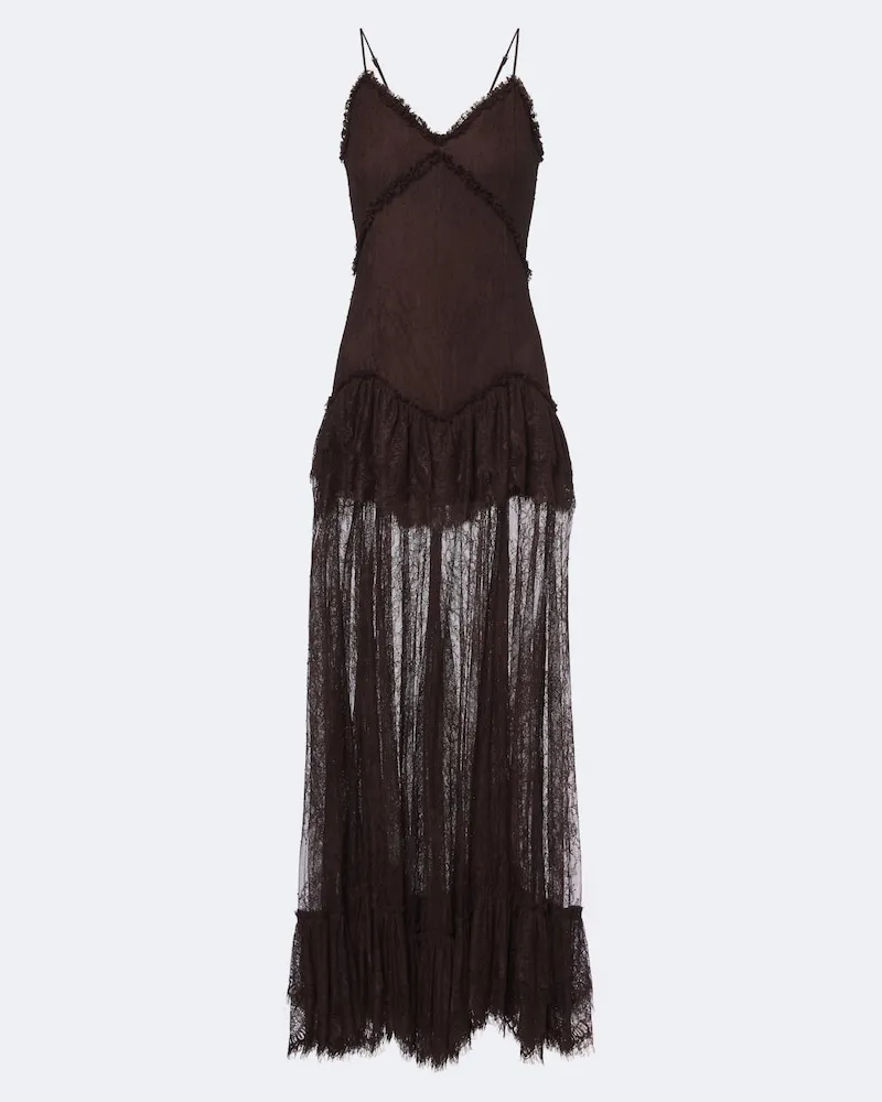 De La Vali Maxikleid Kala aus Spitze Braun