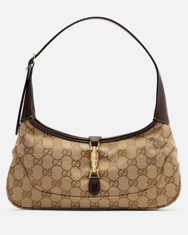 Gucci Schultertasche Jackie Slim GG Small aus Canvas Beige