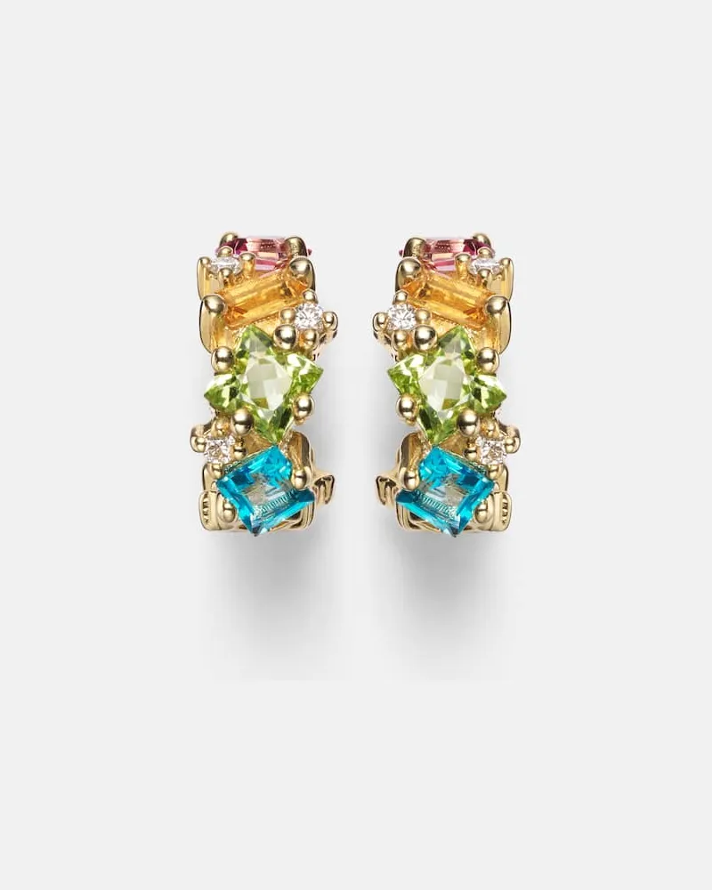 Suzanne Kalan Ohrringe aus 14kt Gelbgold mit Edelsteinen Gold