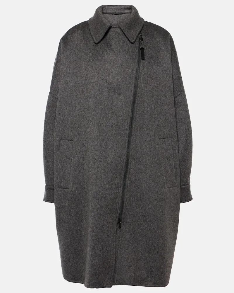 Brunello Cucinelli Oversize-Carcoat aus Kaschmir Grau