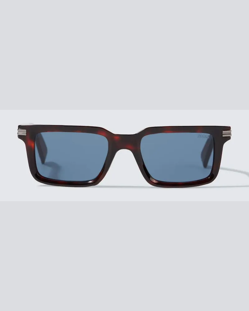Ermenegildo Zegna Eckige Sonnenbrille Braun