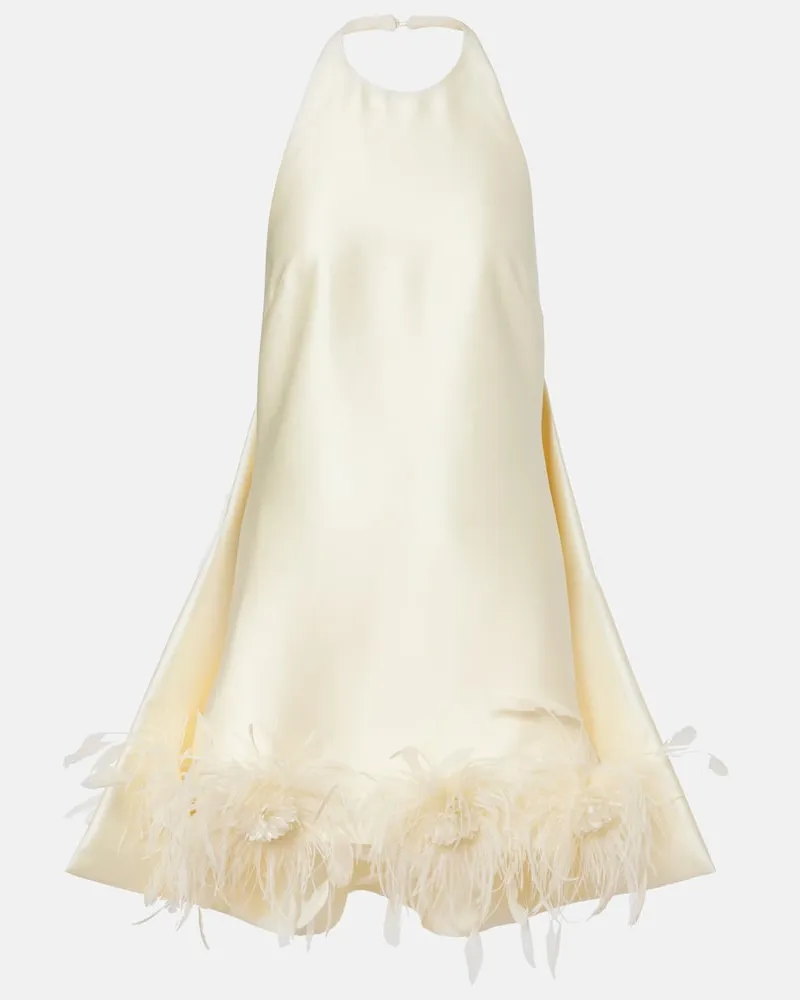 Self-Portrait Minikleid aus Satin Gelb