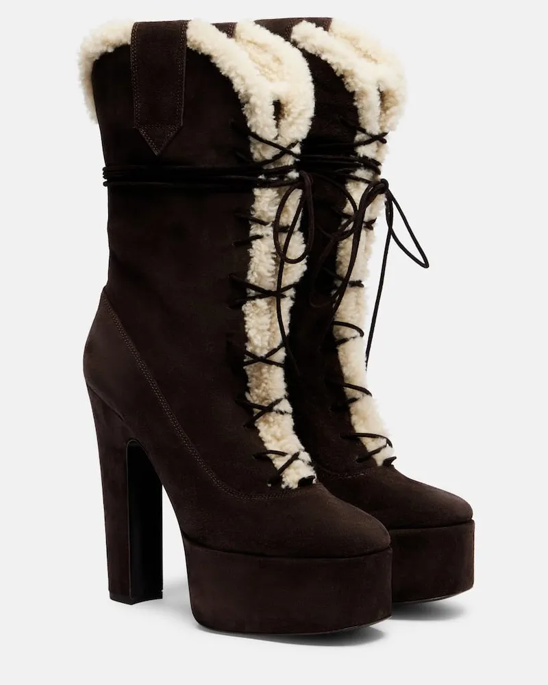 Paris Texas Plateaustiefel Malena 145 aus Veloursleder Braun