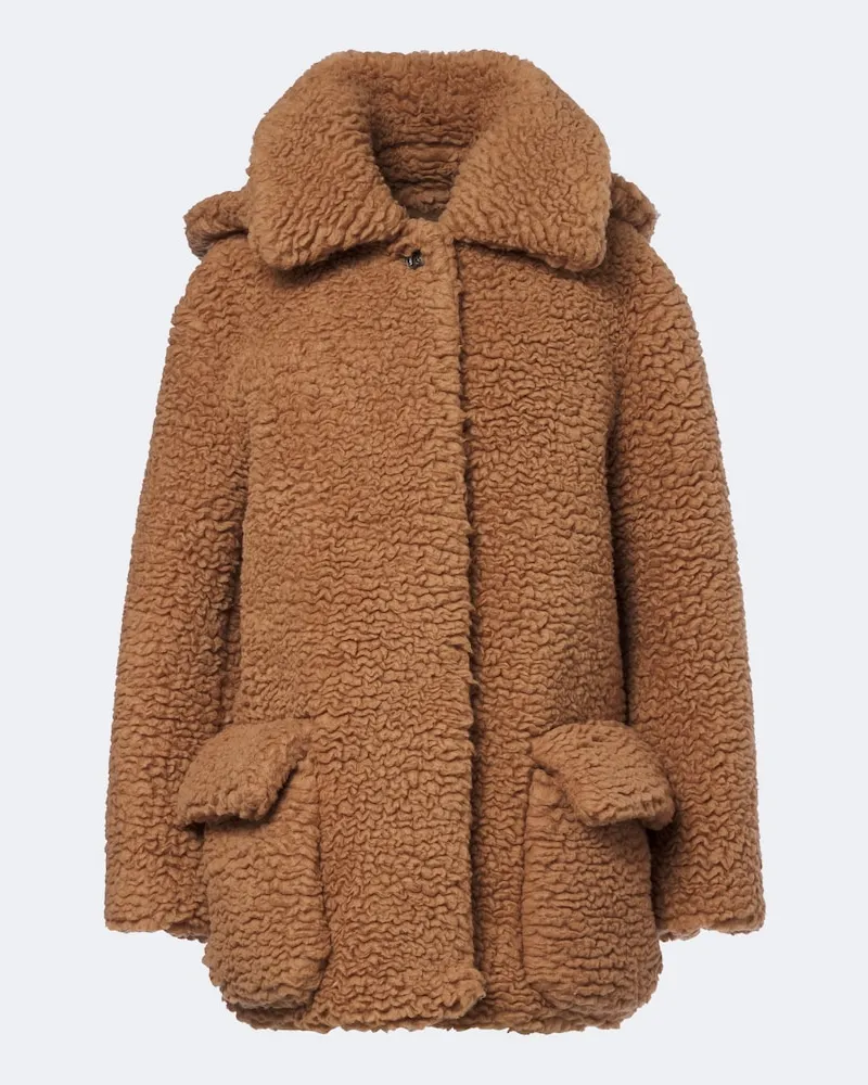 Loewe Mantel aus Teddyfleece Braun
