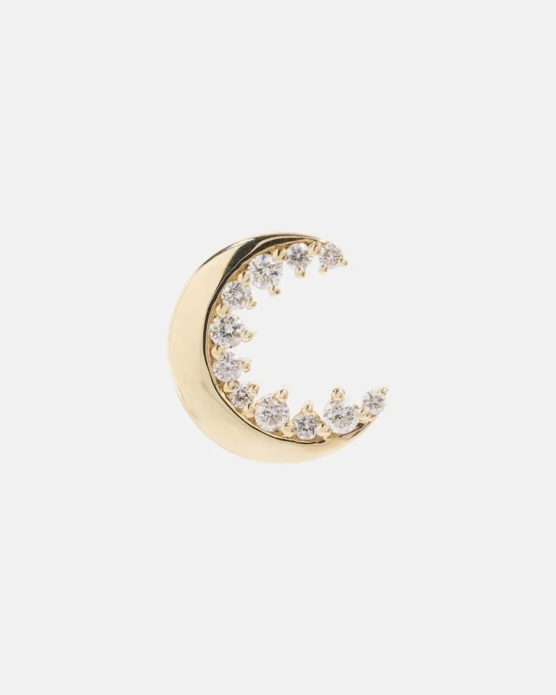 Sydney Evan Einzelner Ohrring Crescent Moon aus 14kt Gelbgold mit Diamanten Gold