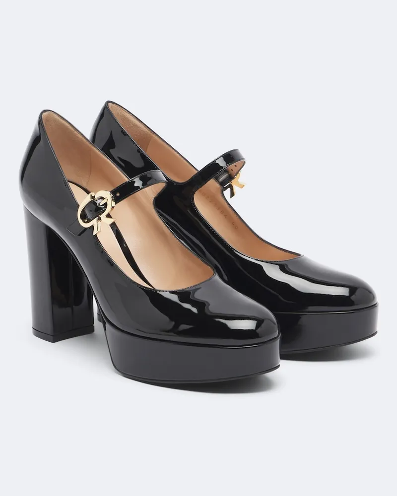 Gianvito Rossi Plateau-Pumps Doris aus Lackleder Schwarz