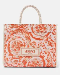 Versace Tote Athena Barocco Large aus Leder Orange