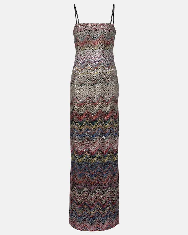 Missoni Maxikleid Zig Zag mit Pailletten Multicolor