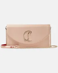 Christian Louboutin Clutch Loubi54 Small aus Seide Beige