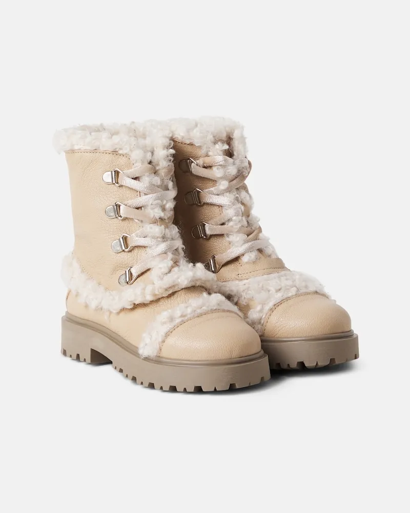 Pepe Jeans PèPè Schnürstiefel aus Leder Beige