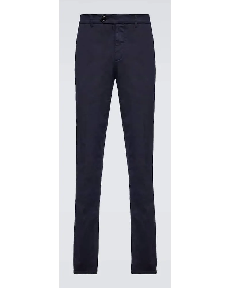 Brunello Cucinelli Schmale Hose aus einem Baumwollgemisch Blau