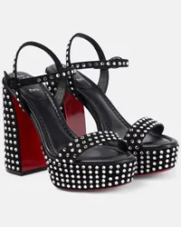 Christian Louboutin Plateausandalen Movida Jane Strass Boum aus Veloursleder Schwarz