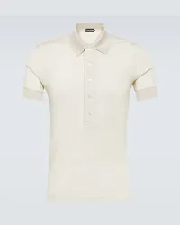 Tom Ford Polohemd aus Rippstrick Weiss