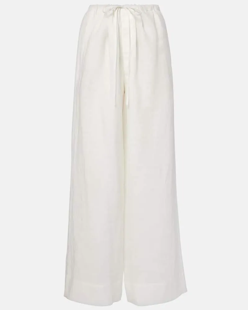 SIR Weite Mid-Rise-Hose Rosalia aus Ramie Weiß