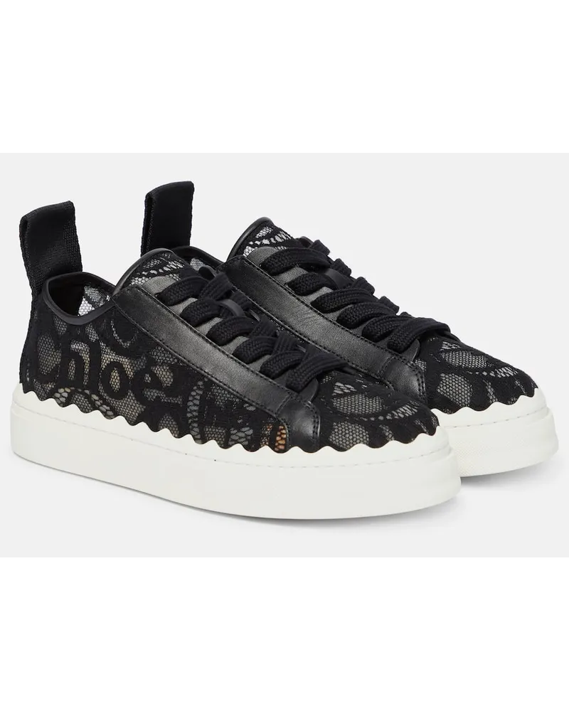 Chloé Chloe Sneakers Lauren aus Spitze Schwarz