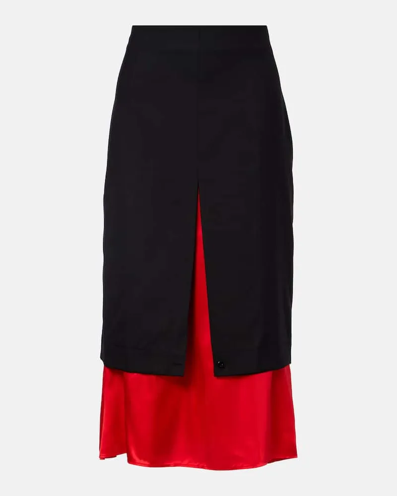 Róhe Róhe Midirock aus Wolle Schwarz