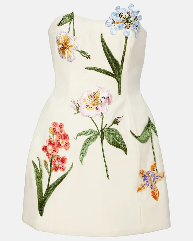 LEO LIN Besticktes Minikleid Rosario aus Samt Weiß