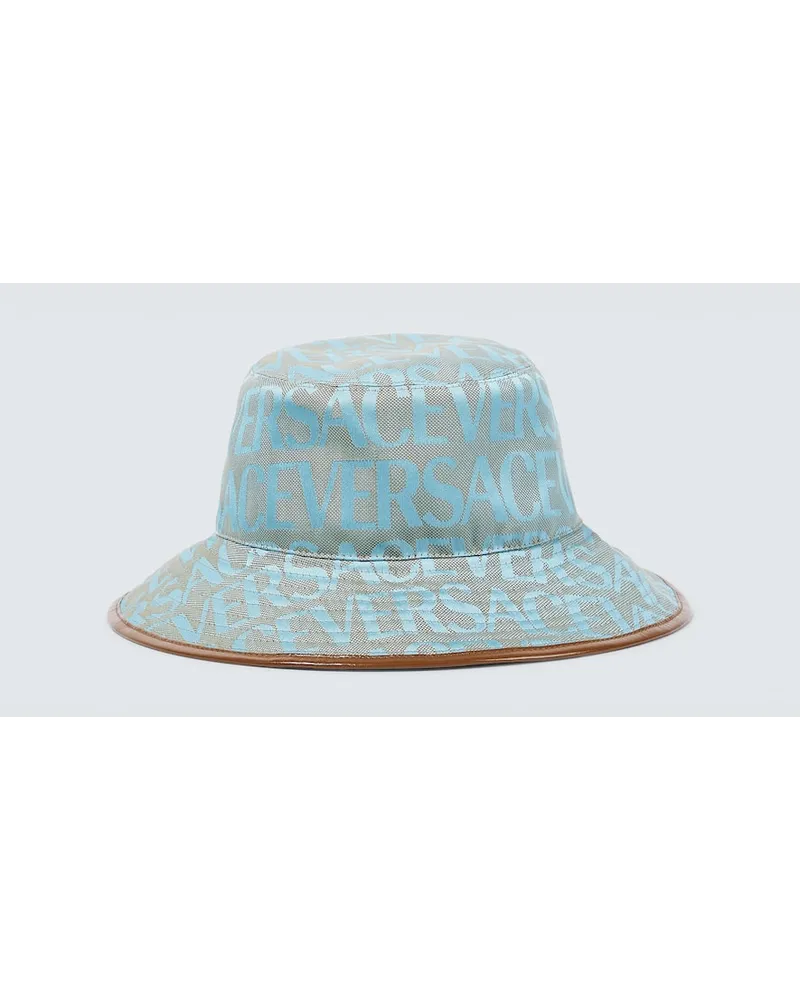 Versace Hut  Allover aus Canvas Blau