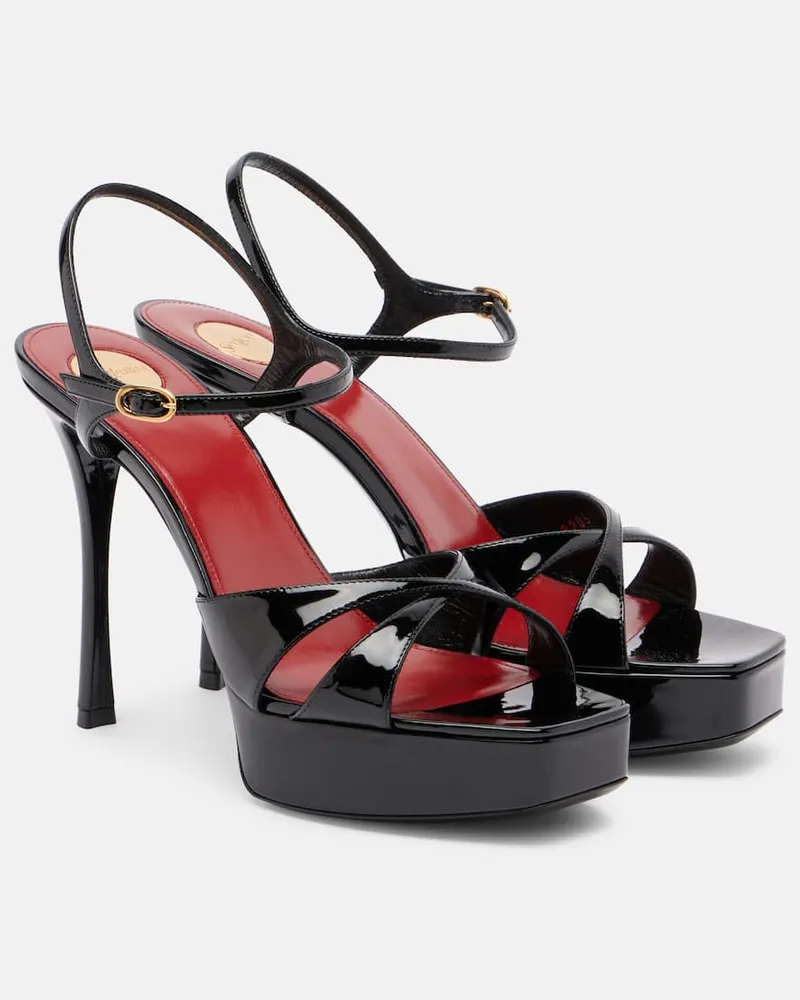 Saint Laurent Plateausandalen Debbie 85 aus Lackleder Schwarz